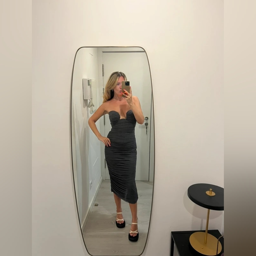 House of CB Charcoal Strapless Dress
